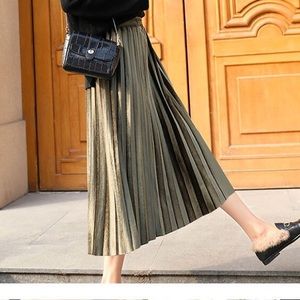 Velvet Pleated Skirt